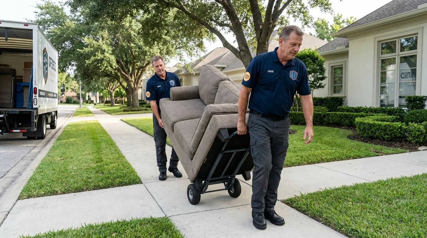 Local residential moving crew loading furniture in Sweetser, IN